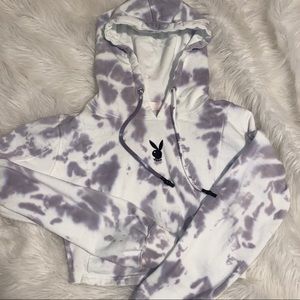 Playboy x missguided cropped tie dye hoodie